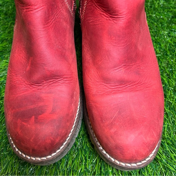 Bos. & Co Red Ankle Boots with Side Zipper - Picture 9 of 9